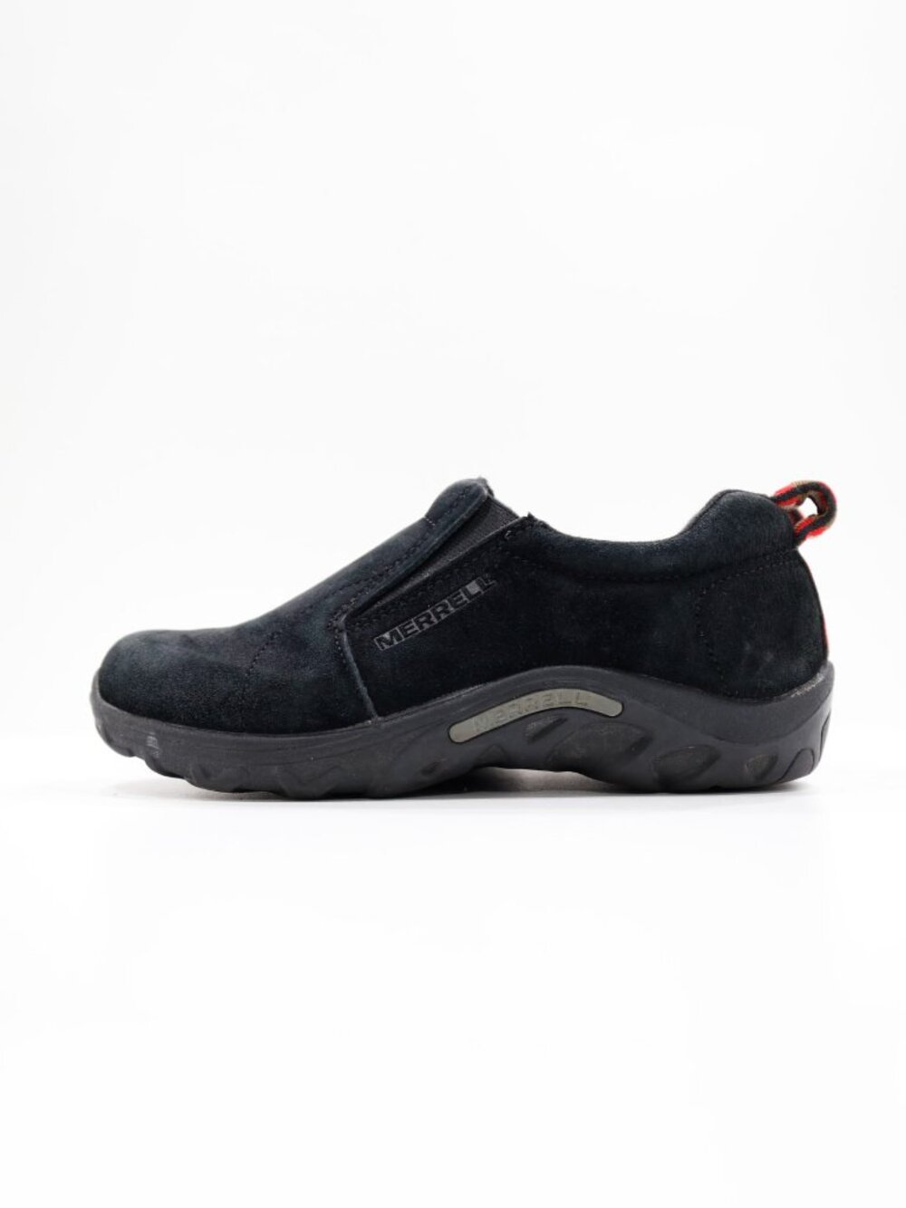 Merrell Jungle Moc Black Suede Leather Slip On Shoes - Youth 4